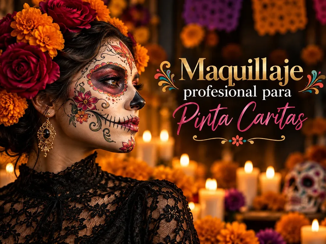 Maquillaje profesional para pinta caritas y catrinas de Día de Muertos