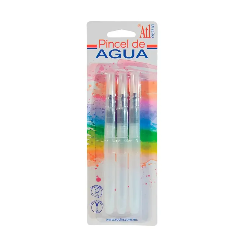 Juego de 3 Pinceles con deposito de agua ATL